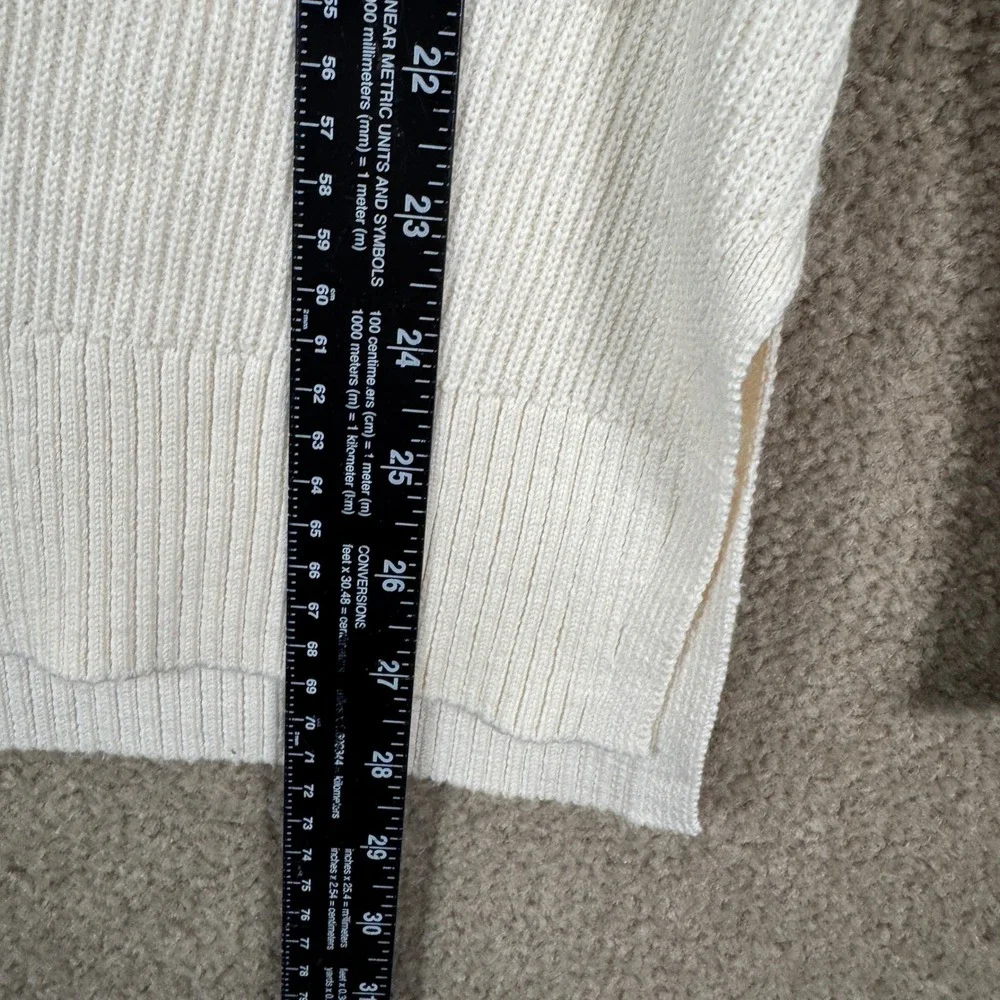 Athleta V-Neck Sweater Womens Small Cream Ribbed Raglan Long Sleeve Pullover